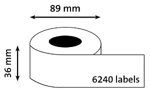 Dymo - Value Pack: etiketten LabelWriter ft 89 x 36 mm, wit, doos van 24 x 260 etiketten