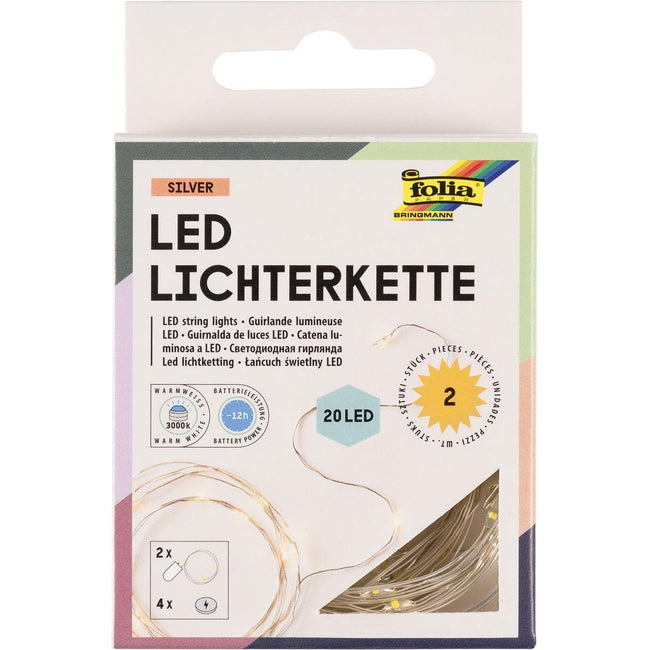 Folia - Folia Light Garland LED, 20 LED, 2,20 m, sur les batteries, 2 pièces Pack