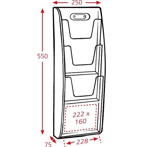 Klika -  Folder-wand 3 x A4 bxhxd 250x510x75 mm