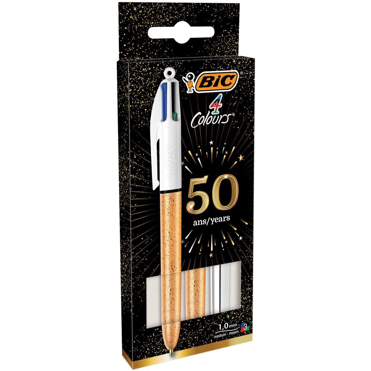 BIC - Farben + Glanz 4 -Color Ball Stift, mittel, klassische Tintenfarben, Blasen von 3 Teilen