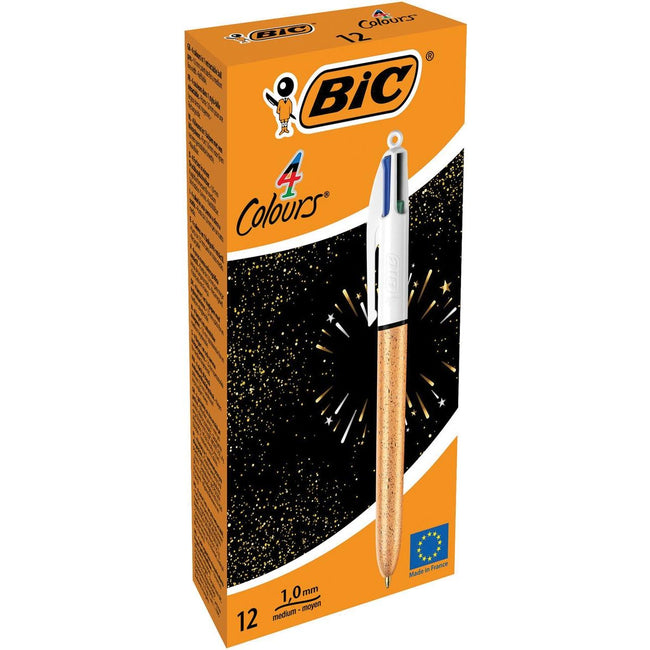 BIC - Couleurs 4-Color Ball Pen, Medium, Classic Ink Colors, boîte de 12 pièces