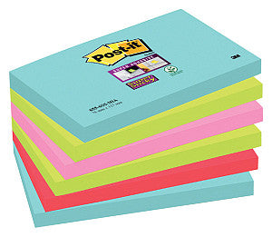 Post -it - Super Sticky Notes Cosmic, 90 feuilles, ft 76 x 127 mm, pack de 6 blocs