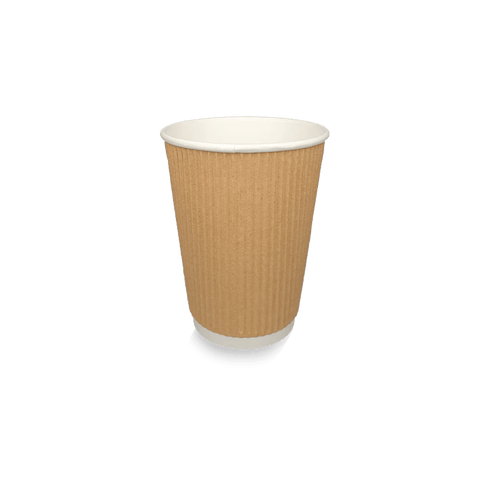 Klika - Kartonnen koffiebeker 360cc 12oz Ripple Kraft | 500 stuks