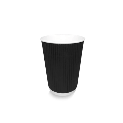 Klika -  Kartonnen koffiebeker 360cc 12oz Ripple Zwart