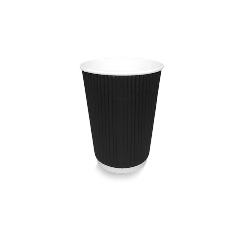 Klika - Kartonnen koffiebeker 360cc 12oz Ripple Zwart | 500 stuks