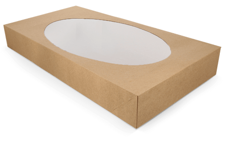 Klika - Cateringdozen kraft groot met venster 56x32x8cm BIO | 50 stuks