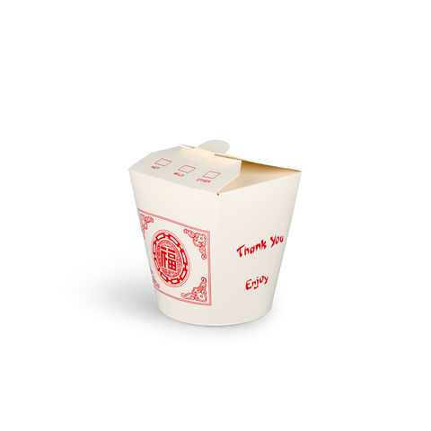 Klika - Gobelet Wok to Go 32oz 1000ml carton blanc avec rouge