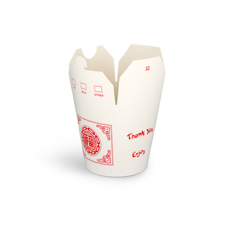 Klika - wok to go tasse 32 oz 1000 ml en carton blanc avec rouge | 500 pièces