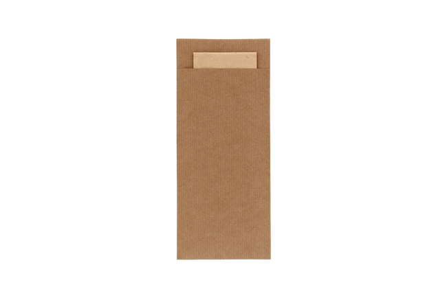 Bestekpochet 80x185mm bruin kraft + naturel servet 600 stuks