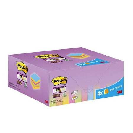 Post-it Super Sticky - Notes super autocollantes couleur, 90 feuilles, pi 47,6 x 47,6 mm, 20 + 4 GRATUITES