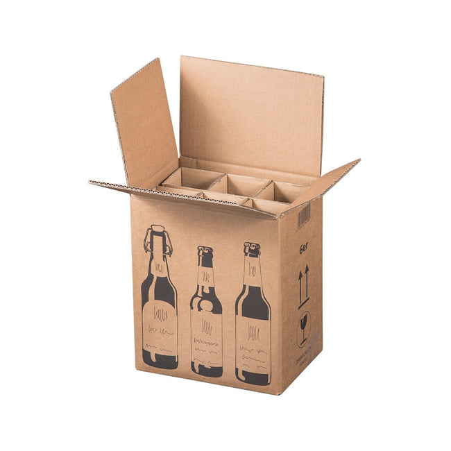 Klika - Carton d'expédition pour 6 bouteilles de bière 255 x 175 x 294 mm | 5 pièces