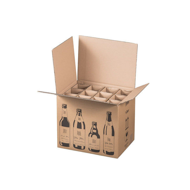 Klika - Carton d'expédition pour 12 bouteilles de bière 355 x 255 x 288 mm | 5 pièces
