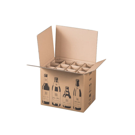Klika - Carton d'expédition pour 12 bouteilles de bière 355 x 255 x 288 mm | 5 pièces
