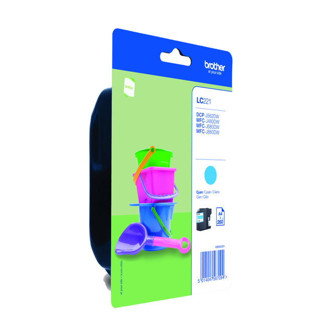 Brother -  LC221CBP inktcartridge 1 stuk(s) Origineel Normaal rendement Cyaan