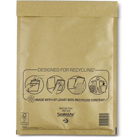 Mail Lite -   luchtkussenenveloppen, goud, G/4, 240 x 330 mm, doos van 50 stuks