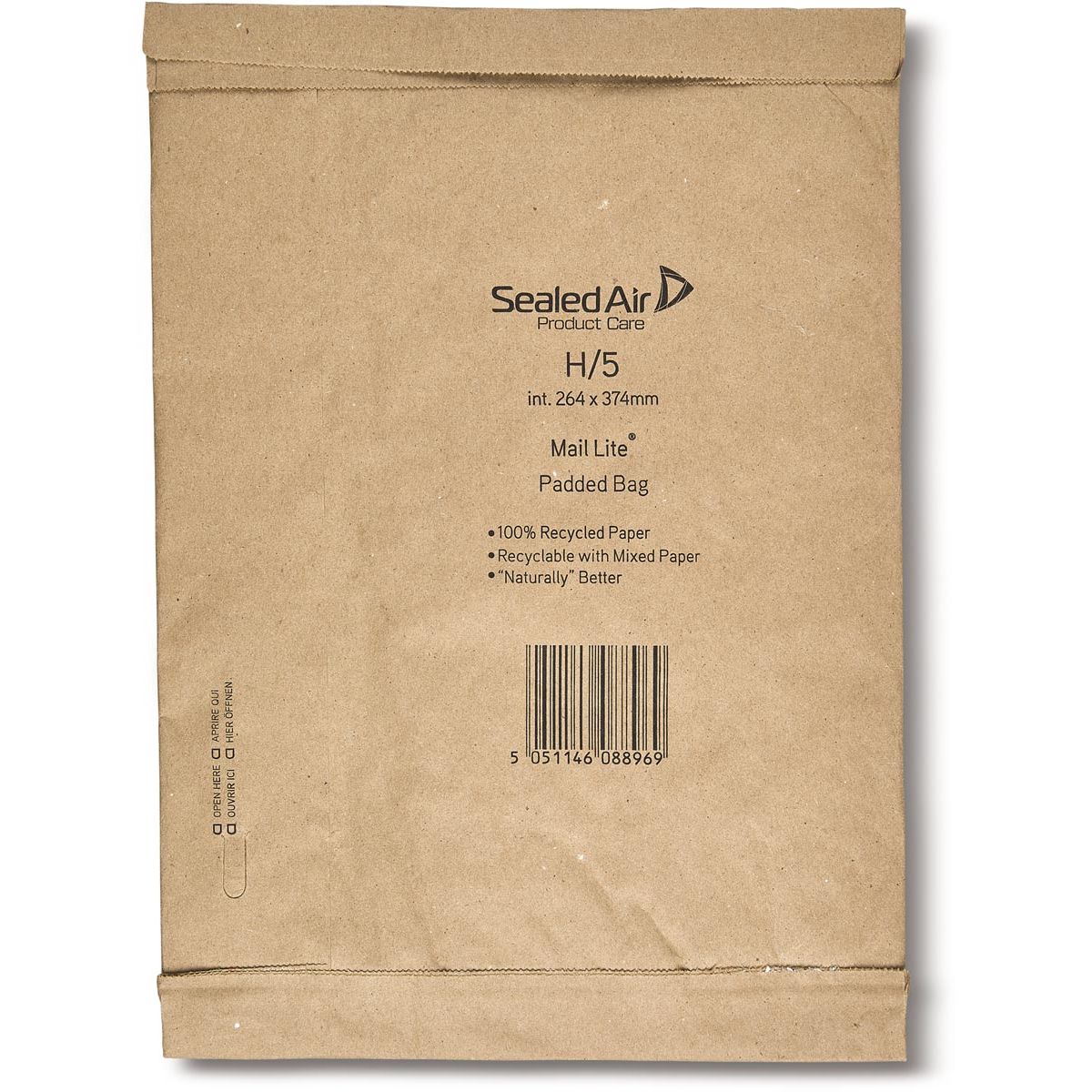 Mail Lite – Gepolsterte Taschenumschläge, braun, H/5, 264 x 374 mm, Karton mit 50 Stück
