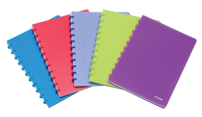 Atoma - Carnet Trendy, ft A4, 144 pages, PP, carreaux commerciaux, couleurs assorties