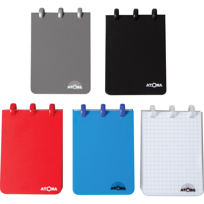 Atoma - Carnet ft A7, 120 pages, PP, quadrillé 5 mm, couleurs assorties