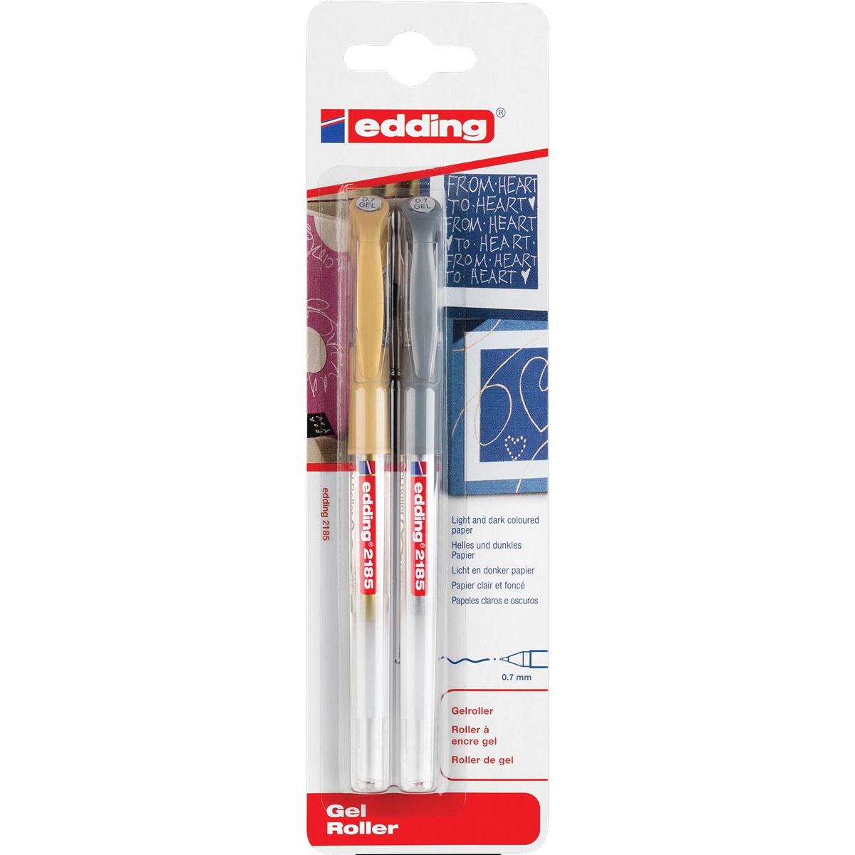 Edding -  gelroller 2185 goud en zilver, blister met 2 stuks