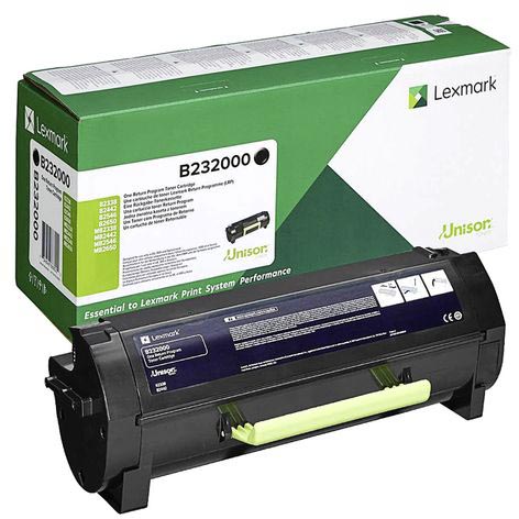 Lexmark - Toner de retour du programme B / MB2338, 2442, 2546, 2650, 3 000 pages, OEM B232000, Zwart