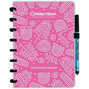 Correctbook - Agenda A5 rose fleuri intemporel