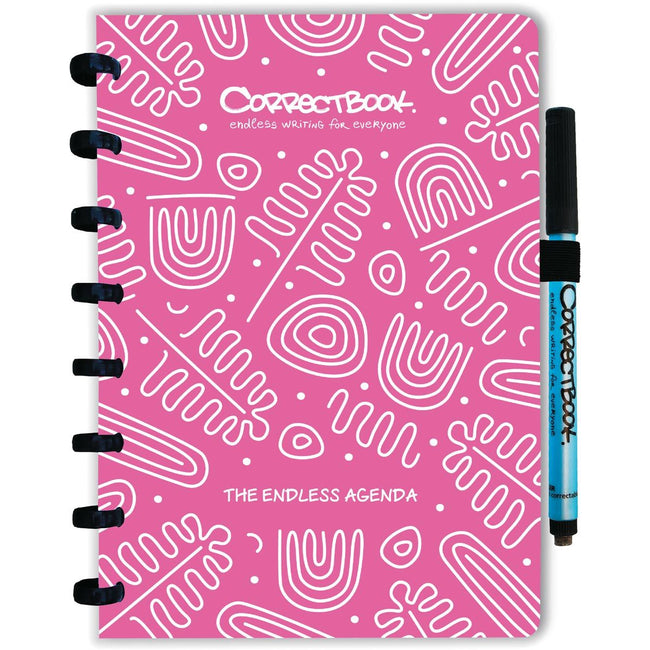 Correctbook - Agenda A5 rose fleuri intemporel