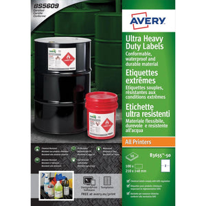 Avery -  Etiketten Ultra Heavy Duty, ft 210 x 148 mm, wit, pak van 100 etiketten