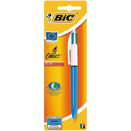 Bic - Stylo à bille 4 couleurs bleu clair moyen blister de 1 pièce