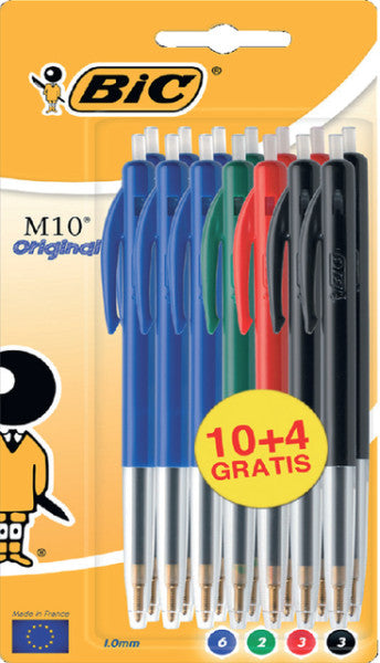 Bic -  Balpen M10 medium assorti blister à 10+4 gratis | 20 stuks