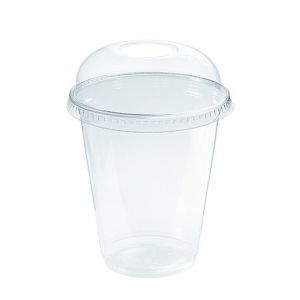 Saladebeker PS transparant 300cc met dome deksel 25 stuks