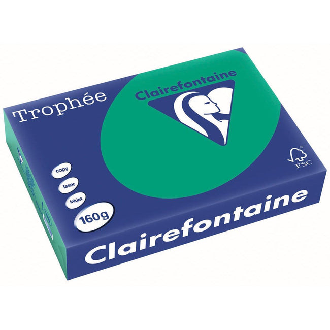 Clairefontaine - Trophée Intens, papier coloré, A4, 160 g, 250 feuilles, vert sapin