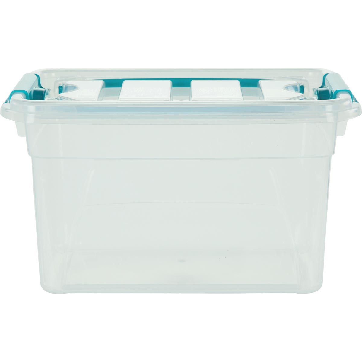 Whitefurze - Boîte de rangement Carry Box 13 litres, transparente avec poignées bleues