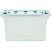Whitefurze - Boîte de rangement Carry Box 13 litres, transparente avec poignées bleues