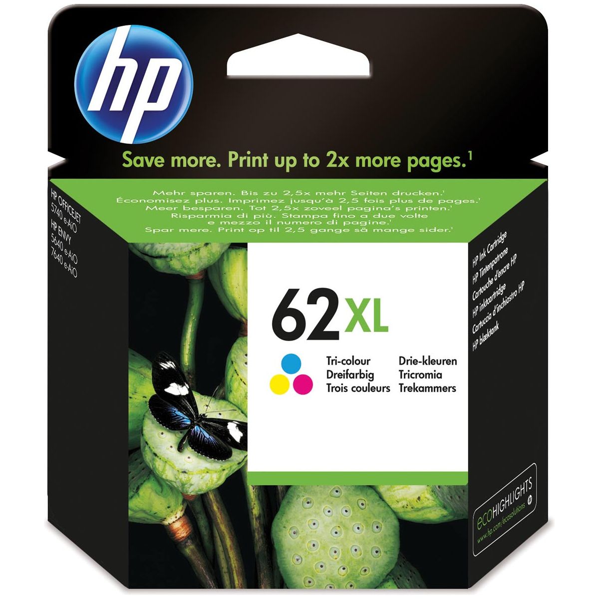 HP - Inkcartridge 62xl, 415 pages, OEM C2P07AE, 3 couleurs