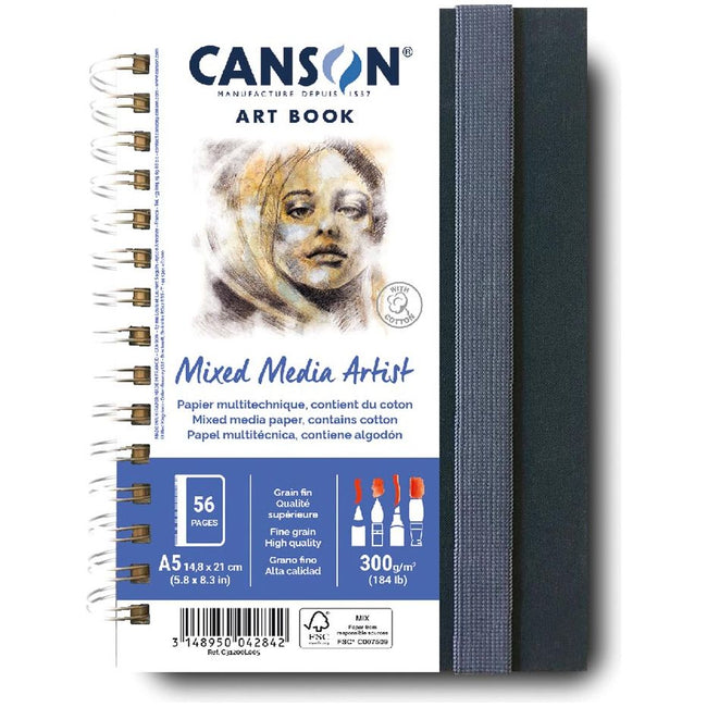 CANSON - Book de dessin d'artiste mixte, 28 feuilles, 300 g / m², ft 14,8 x 21 cm (A5)