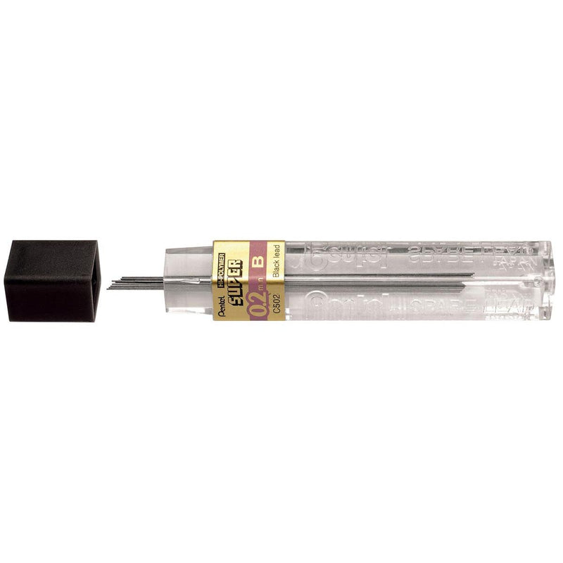 Pentel - mines de crayon, 0,2 mm, B, étui de 12 pièces