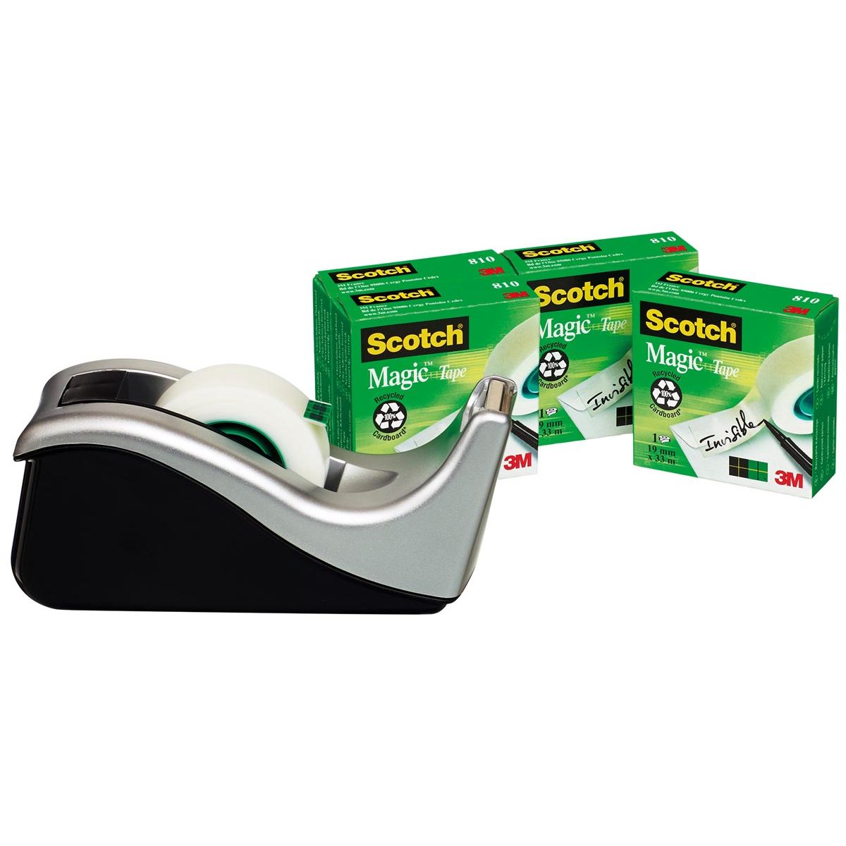 Scotch - Klebebandabroller C60 silber + 4 Rollen Magic e