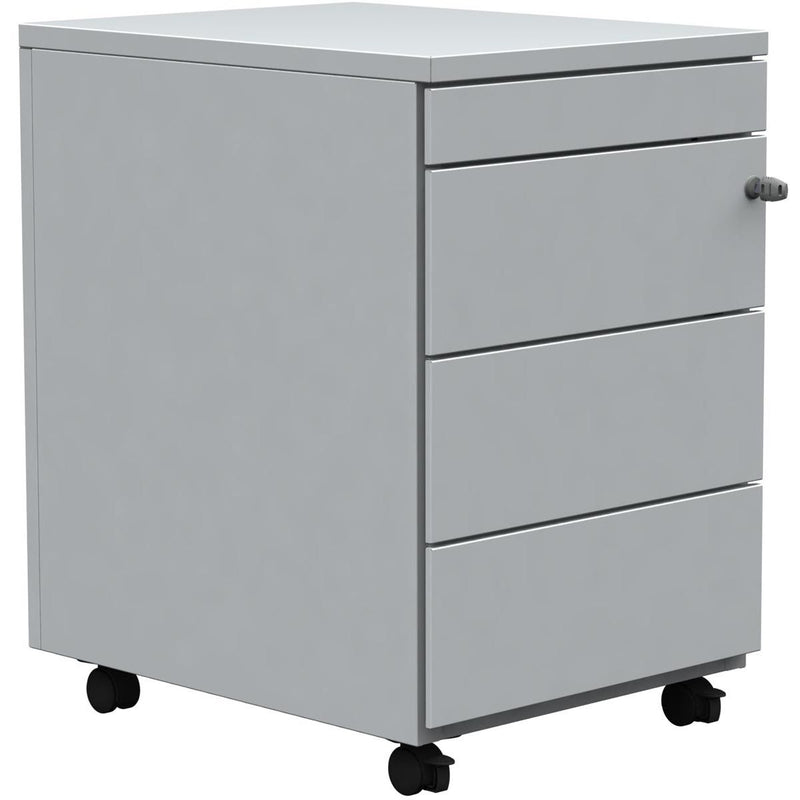 Klika - Caisson à tiroirs mobile, 3 tiroirs + tiroir à stylos, blanc