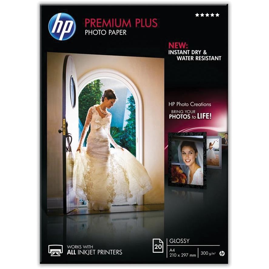 HP - Plus fotopapier ft A4, 300 g, pak van 20 vel, glanzend