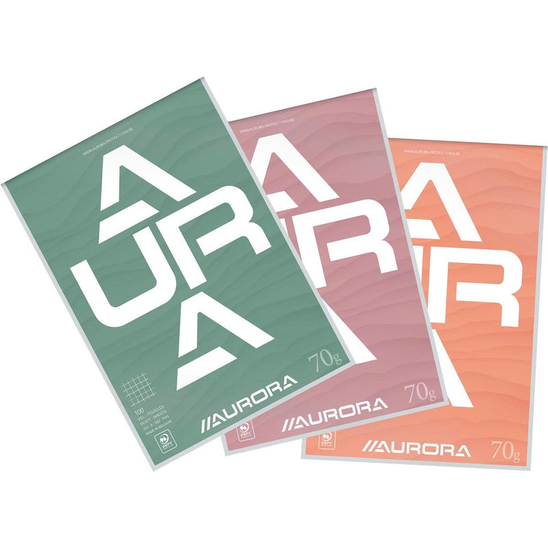 Aurora - bloc-notes A4 70 g à carreaux 5x5, 100 feuilles