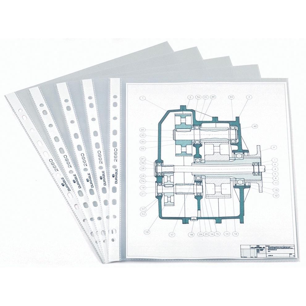 Durable - sac de présentation perforé, ft A4, perforation 11 trous, 60 microns
