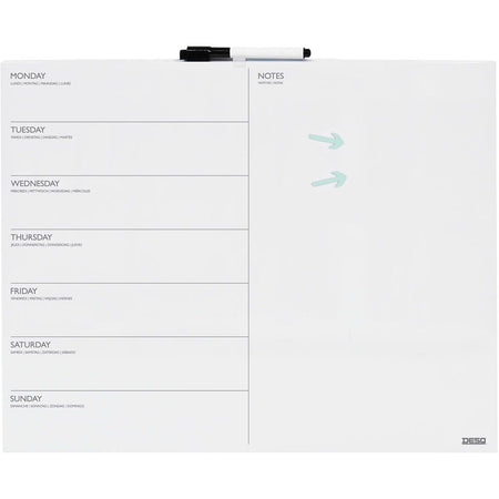Desq - Tableau planning semaine 40x50cm sans bordure + marqueur magnétique