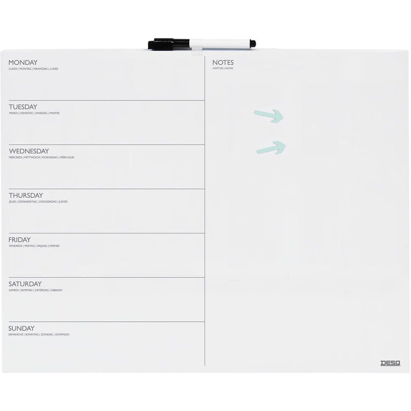 Desq - Tableau planning semaine 40x50cm sans bordure + marqueur magnétique