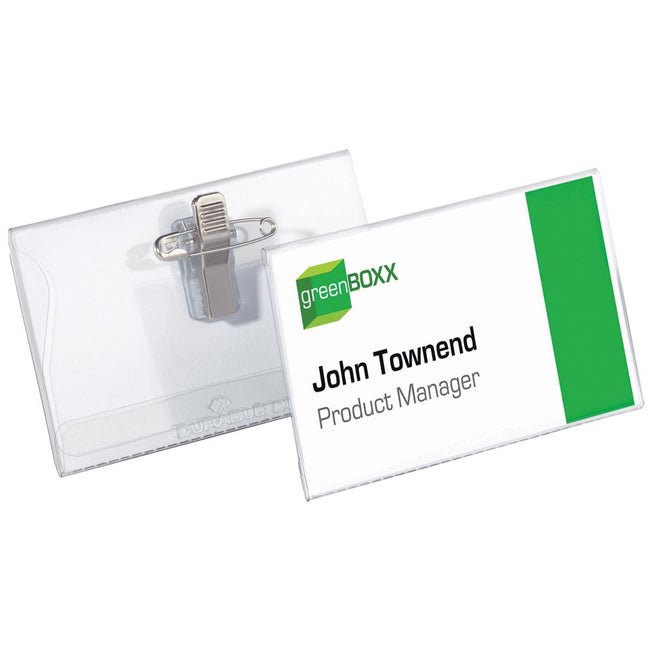 Durable - badge avec pince combinée ft 54 ​​​​x 90 mm, blister de 5 pièces