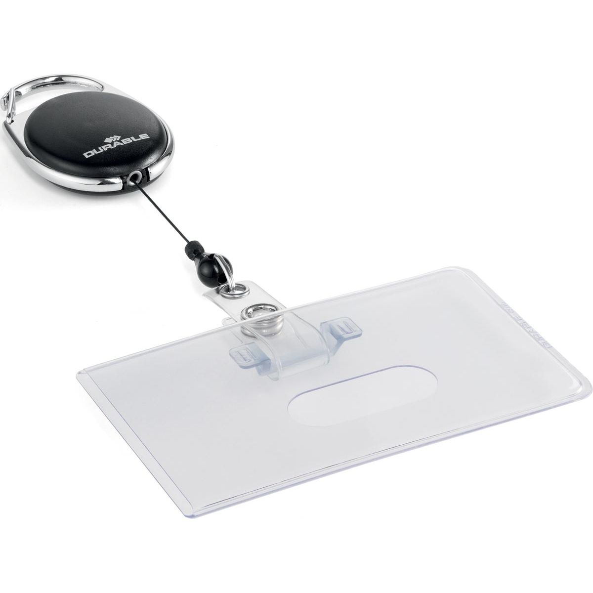 Langlebig – flexibler Kartenhalter mit Abrollmechanismus, schwarz