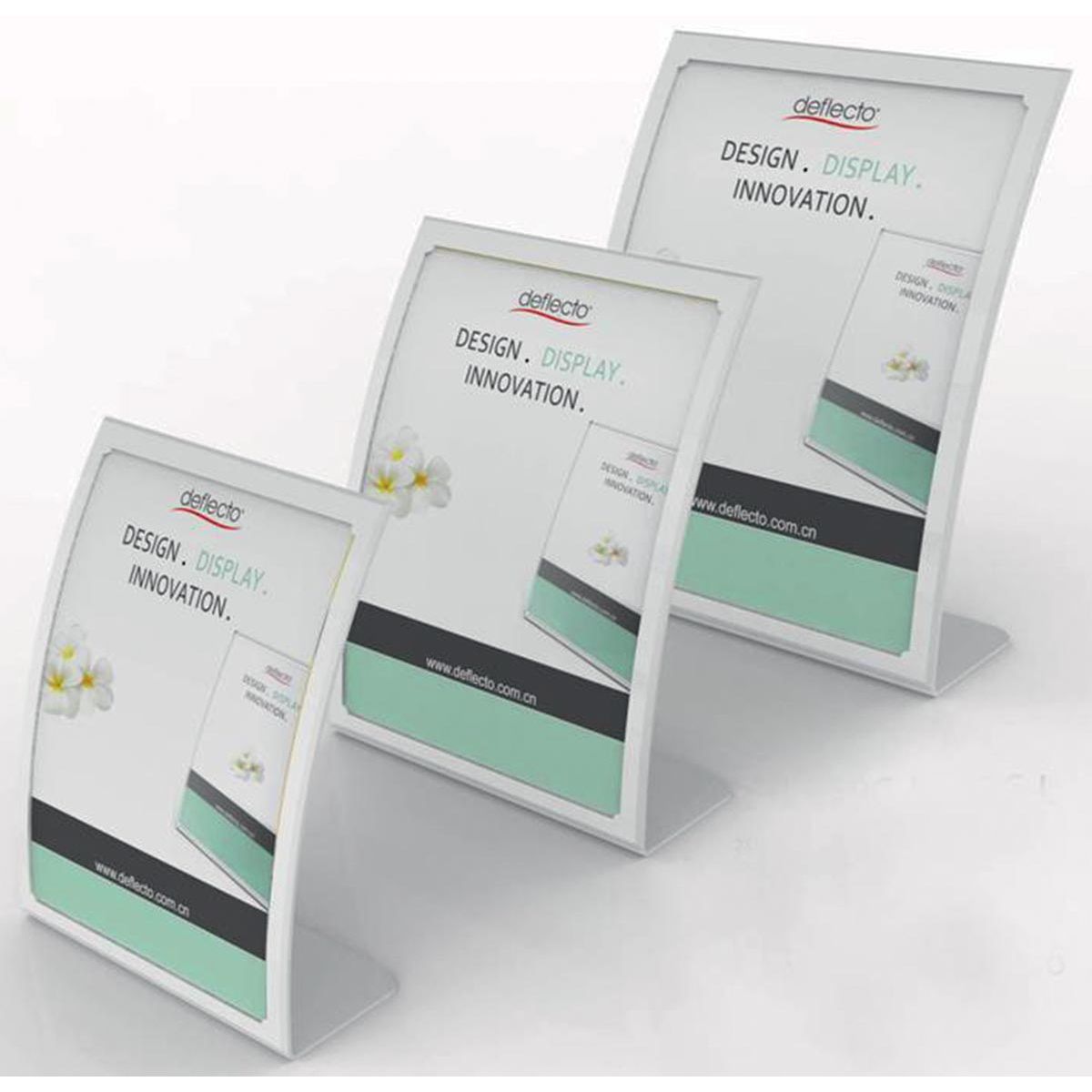 Deflecto – gebogener Prospekthalter im A6-Format