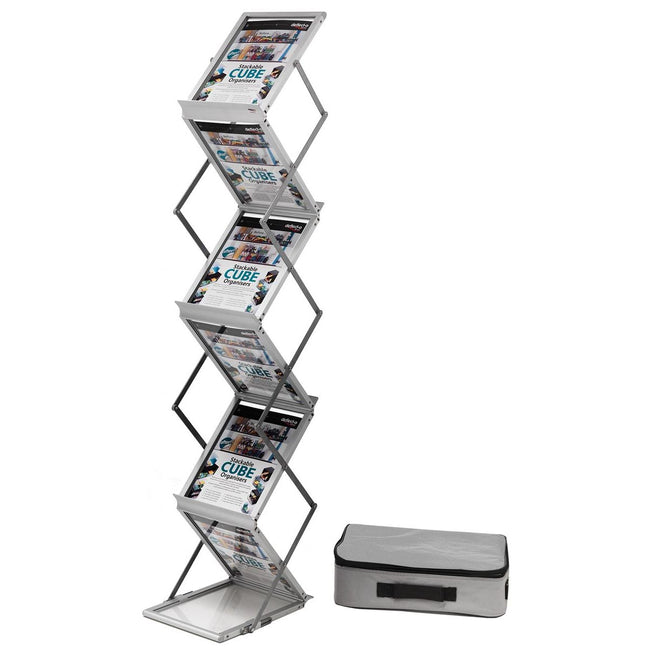 Deflecto - porte-brochures, sur pied en L, pi A4, 7 compartiments de rangement