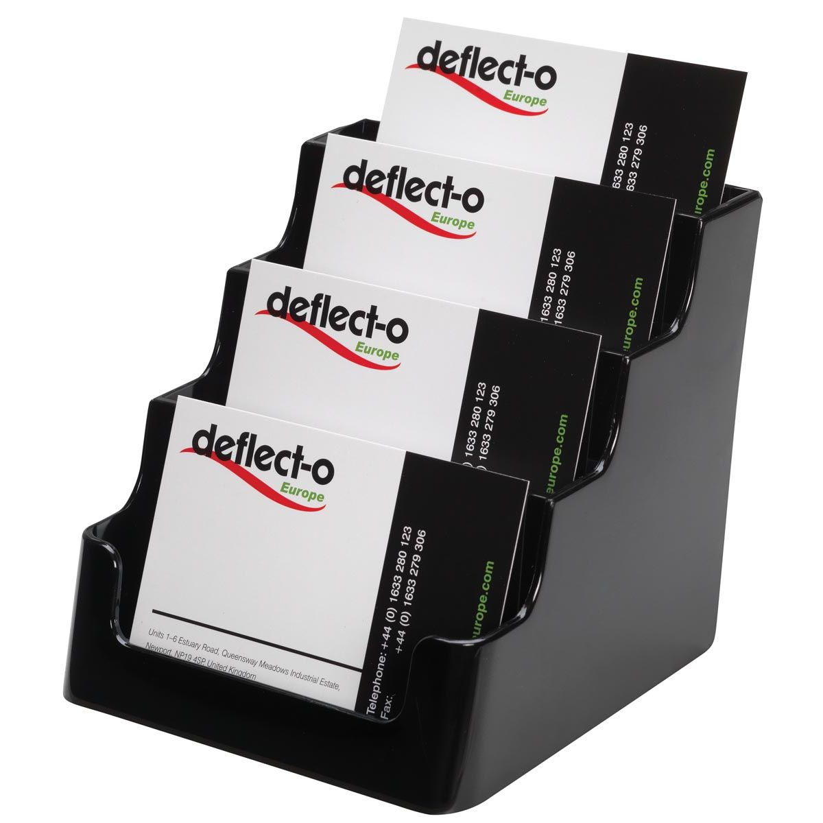 Deflecto -   Visitekaarthouder 4 opbergvakken, zwart