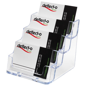 Deflecto - Visitenkartenhalter 4 Ablagefächer, transparent