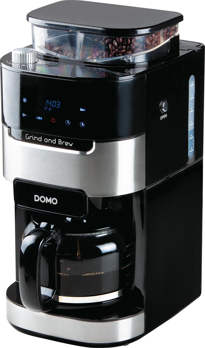 Domo - Machine à café Grind and Brew, numérique, 1,5 litres, noire